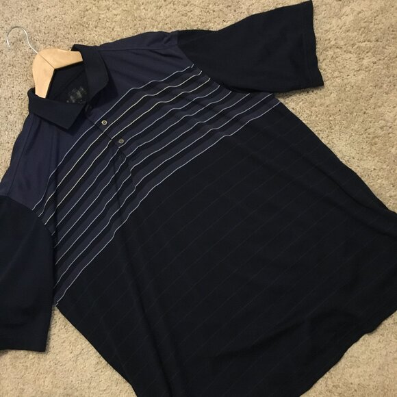 Kirkland Performance Polo Mens Blue and White Stripe Shirt - Picture 9 of 13